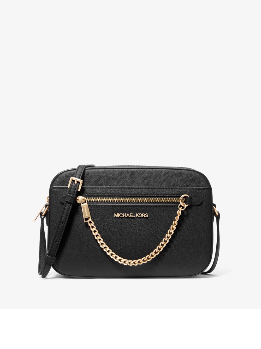 Michael Kors Black Crossbody with Gold Chain Accent